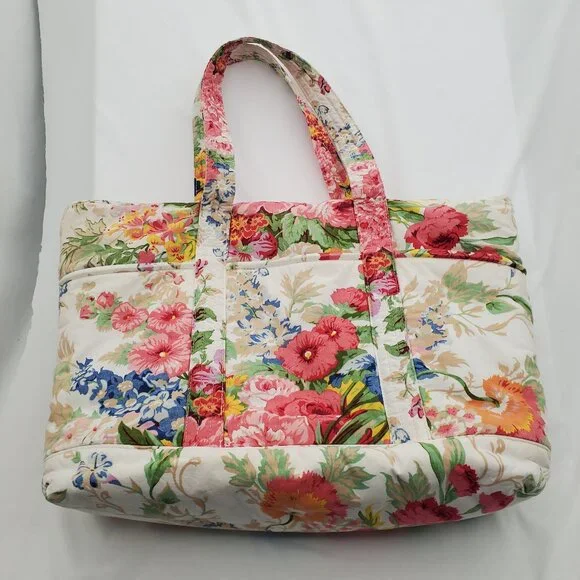 RARE Vintage Ralph Lauren “Melissa on White” Floral Cotton Tote!  XL - Picture 2 of 16
